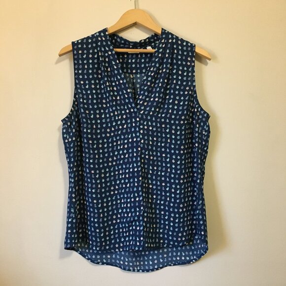 Tiny Blue Fruit Sleeveless Blouse - Picture 1 of 12